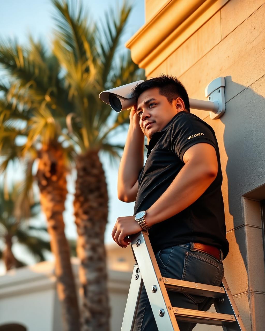 CCTV installation on the villa exterior