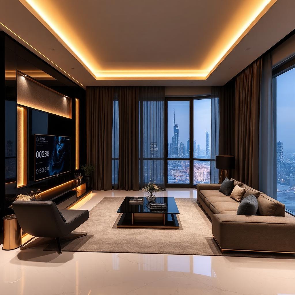 Luxury Dubai villa interior with hidden smart automation