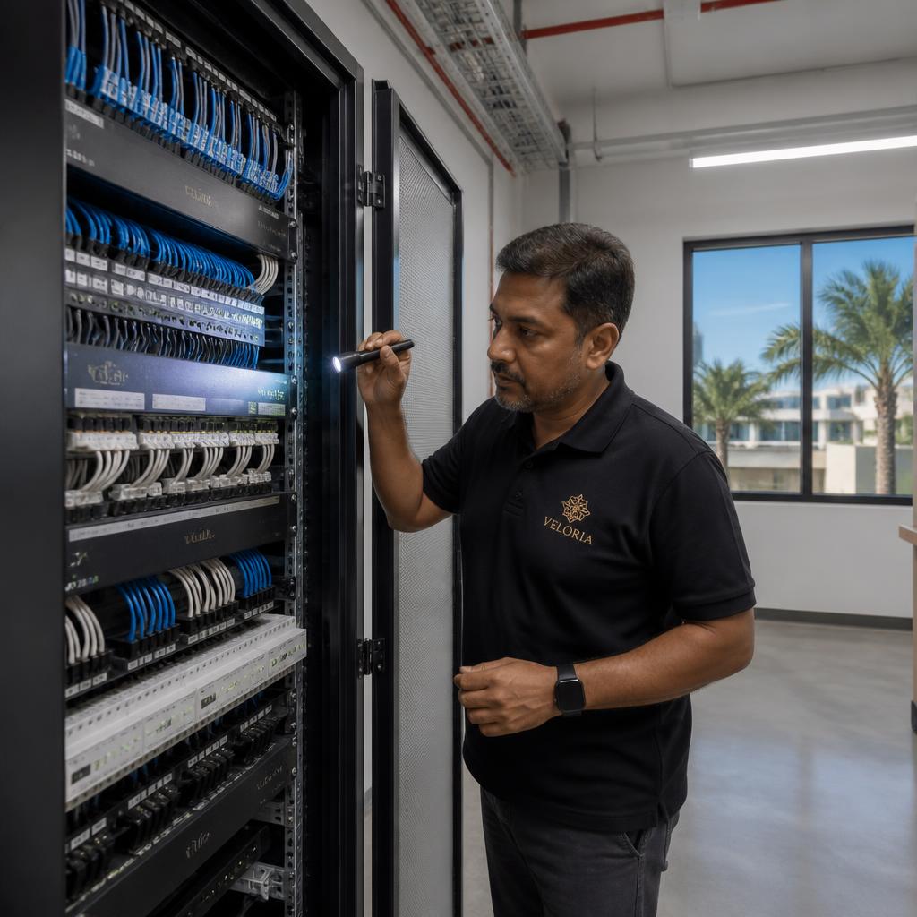 Engineer verifying wiring