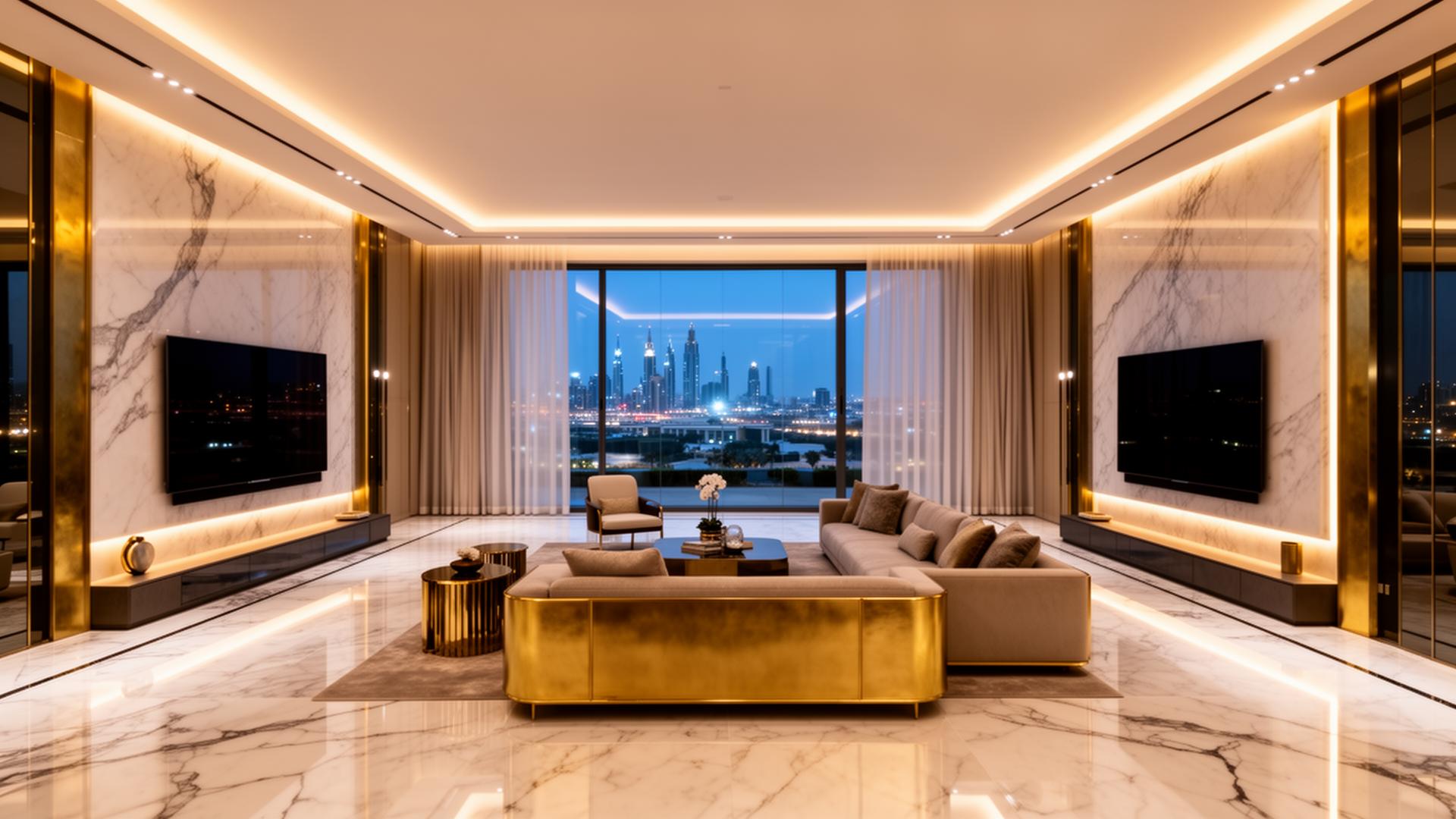 Luxury Dubai villa interior with integrated smart systems